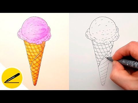 How to Draw a Ice Cream Cone Step by Step ✔