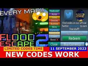 *NEW CODES* [ANNIVERSARY!] Flood Escape 2 ROBLOX | LIMITED CODES TIME | September 11, 2023