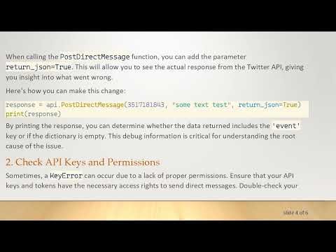 Resolving the KeyError in Python-Twitter's PostDirectMessage Function