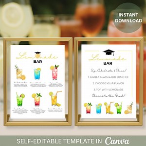 Editable Lemonade Bar Sign BUNDLE : Graduation Party Decor (canva Template Digital Download) - Etsy