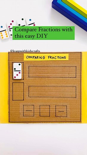 SAVE this idea: make this simple diy to practice fractions. The board has a clear tape to make it reusable. Follow @learnwithkidscrafts for more ideas.Some ways you can introduce fractions are:✅Use Real-Life Examples🔵Food Fractions: Cut a pizza, cake, or sandwich into equal parts and explain halves, thirds, and fourths.🔵Measuring Cups: Let kids explore fractions while baking or cooking. Show how ½ cup ½ cup makes a whole.🔵Sharing Snacks: Divide a pack of cookies or crackers among friends to d