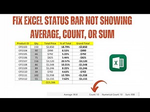 Fix Excel Status Bar Not Showing Average, Count, or Sum | How to Enable Excel Status Bar