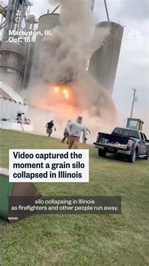 Video captured the moment a grain silo collapsed in Illinois