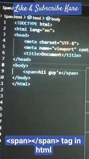 HTML🧩Span Tag🚀Use Case🔥Learn HTML📸Fast Tutorial📘Inline Element#shorts#trending #ytshorts#html#coding