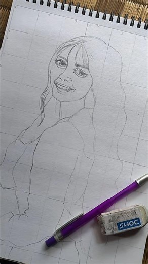 Master the Grid Method: Sketching a Realistic Female Portrait ✍️