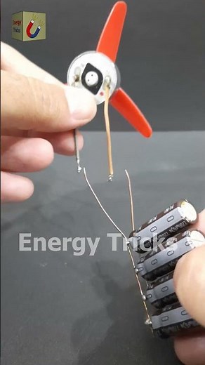 DC Motor Powered by 4 Capacitors ⚡ | No Battery?! 😳