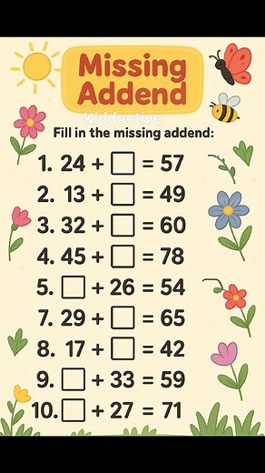Missing Addend worksheet Kiddoctive - Homeschooling #fyp #maths #worksheets #fblifestyle | Kiddoctive - Homeschooling