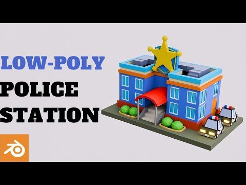 Low Poly Police Station | 3D Modeling Tutorial – Made in Blender