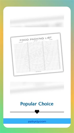 Ready to pack smarter, not harder? 🎒✨ Our Food Packing List Printable PDF Template makes meal prep a breeze! 🥗📋 Designed to keep your essentials organized, this template transforms chaos into clarity. Imagine the ease of knowing exactly what to grab for your next adventure—all for just $1.99! 🤑💖 Perfect for camping, road trips, or even daily meals, our thoughtfully crafted list fits seamlessly into your busy lifestyle, helping you savor every moment without the stress. Don’t leave your meal