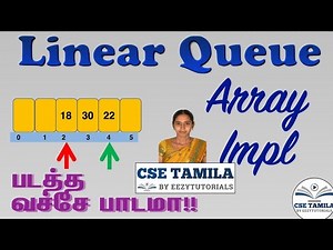 Implementation of linear queue using array/sequential allocation in tamil | Queue coding 5.2.1
