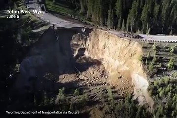 Landslide in Wyoming Causes Part of a Highway to Collapse