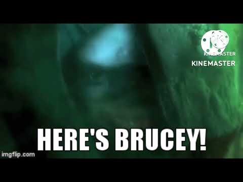 Plankton and his Family being scared by Bruce the Great White Shark