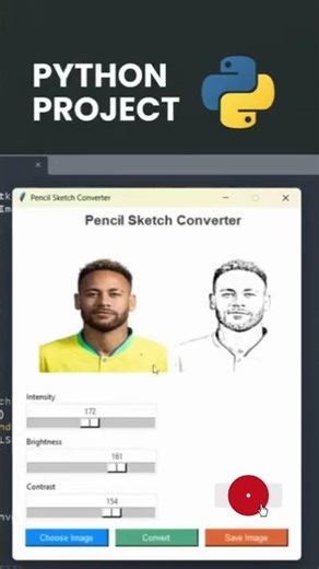 Python Project: Convert Any Image to Pencil Sketch with GUI! #shorts #reels #py #project #ytshorts