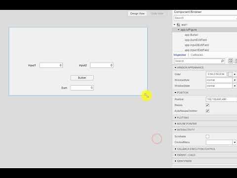 Sum Calculator App in Matlab | Callback functions| Matlab App Designer