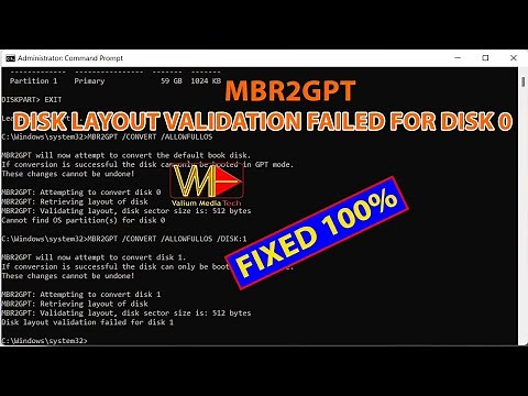 Disk Layout Validation Failed for Disk 0 MBR2GPT Error | Fixed 100%