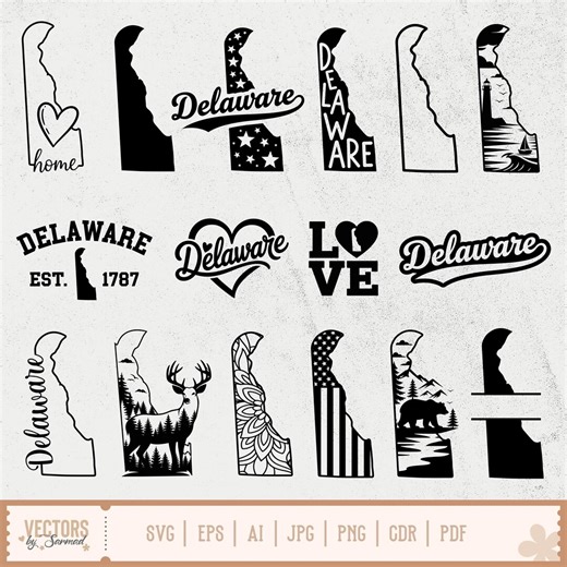 Delaware SVG Bundle, Delaware Outline SVG, Delaware Silhouette, Delaware Cut Files, Delaware Home, Delaware Vector, Delaware PNG - Etsy