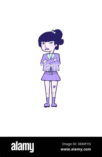 shivering motion animation of cartoon cool girl design