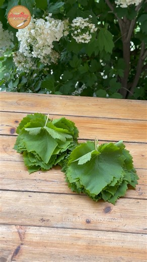 Last year, I wrapped grape leaves in plastic wrap and stored them in the freezer! Opened them now, and they’re perfect! 🌿 It’s super simple: bundle the leaves, trim the ends, wrap in plastic, and freeze! That’s it! Enjoy fresh leaves easily in winter! | Little Strawberry Kitchen