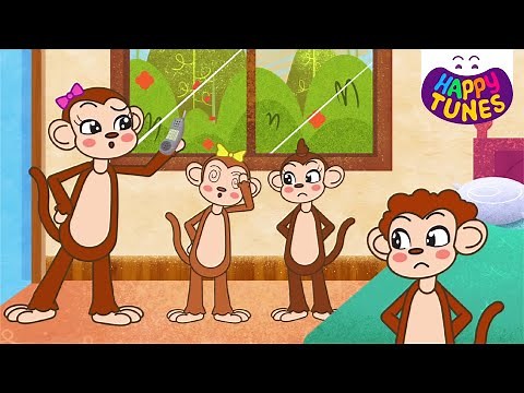 5 Little Monkeys, Kids Songs - Happy Tunes
