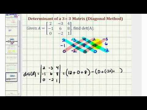 Ex 2: Determinant of 3x3 Matrix - Diagonal Method