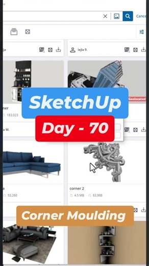 Deepak Verma CAD Softwares on Instagram: "🚀 New SketchUp Quick Tip! 🪵✨ Want to create perfect corner mouldings for walls, ceilings, cabinets or furniture? Here’s the clean and professional way to model corner design moulding in SketchUp using profiles + Follow Me + trimming techniques! With this method, you can: ✔️ Create smooth corner transitions ✔️ Add decorative moulding designs ✔️ Make clean joints between two walls ✔️ Add realistic interior detailing ✔️ Build trims for doors, windows & ca