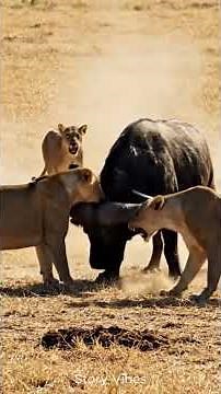 Epic Battle: Cape Buffalo vs Lion #fight #wildlife #capebuffalo #lion