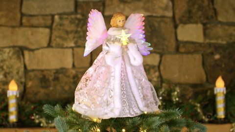 Mr. Christmas 12 in. Fiber-Optic Animated Tree Topper - White Angel - Walmart.com