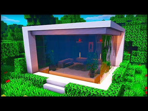 Minecraft Waterfall Modern House: How to build a Cool Modern House Tutorial