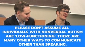 48K views · 331 reactions | Please don't assume all individuals with nonverbal autism are 'low-functioning.' There are many other ways to communicate other than speaking. Also, please stop using autism functioning labels. Justice has nonverbal autism but has found the ability to communicate via a text to speech device. Now that he's transitioning to adulthood he hopes he may be able to one day find a job at a coffee shop. :) | Dr. Kerry Magro's Autism Journey | Facebook