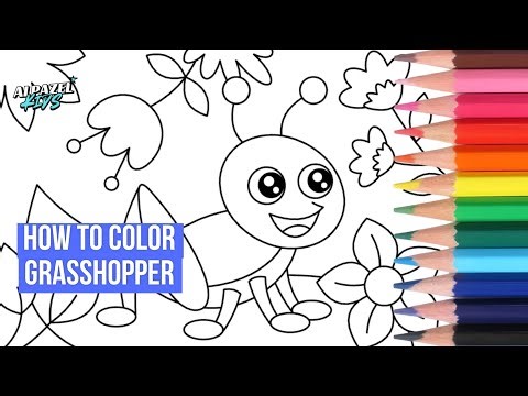 Learn Colors with a Happy Grasshopper! 🦗🎨 | Coloring for Kids
