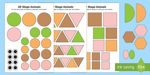 2D Shape Animals Worksheets