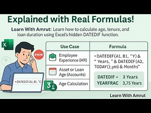 DATEDIF in Excel – Age, Experience, & Loan Tenure Formula | Fix #NUM! & YEARFRAC Comparison