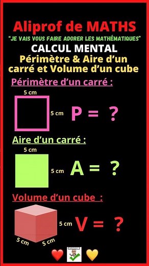 🔳🟩🧊Maîtrisez les Secrets du Carré et du Cube : Périmètre, Aire et Volume Expliqués !