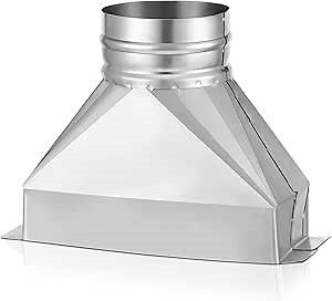 Pasimy 4'' Dia x 3-1/4" x 10'' L Rectangular to Round Duct Galvanized Steel Transition to Round HVAC Duct Adapter Microwave Vent Kit for Range Hood Exhaust Vent Connecting Fittings