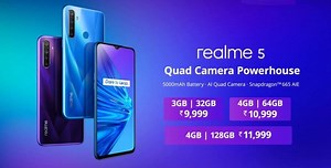 16K views · 156 reactions | Realme has launched the most affordable Quad Camera Smartphone in India. Realme 5 Price in India, Specifications Face Unlock || Fingerprint Sensor || 6.5 Inch HD+ Mini Drop Display || 12 MP + 8 MP + 2 MP + 2 MP Quad Rear & 13 MP Front Camera || 2.0 GHz Qualcomm Snapdragon 665 Octa Core Processor || 5000 mAh Battery & 4G VoLTE. | Searchmymobile | Facebook