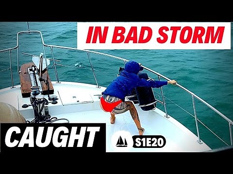 Trawler Cruising in Tropical Storm Stormy Seas & a Very Strong Wind (Rough Seas Caught on Camera)