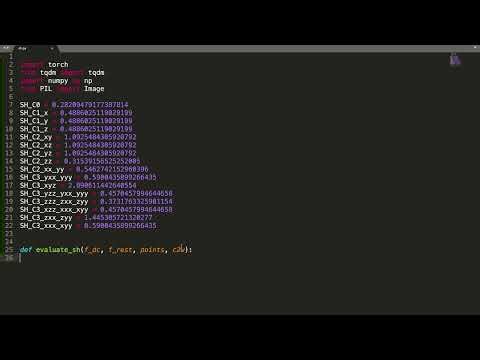 3D Gaussian Splatting Code Walkthrough: View-Dependent Color with Spherical Harmonics