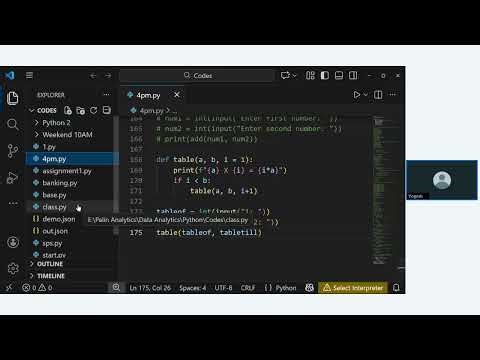 Python 11 AM Batch Training : Session 13