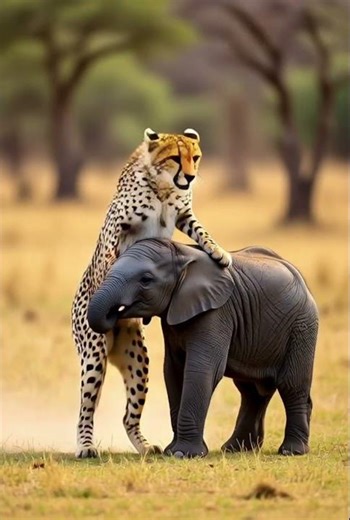 cheetah 🐆 attacking elephant 🐘# shorts# video #Yt shorts# animal video# wildlife #cheetah# elephant