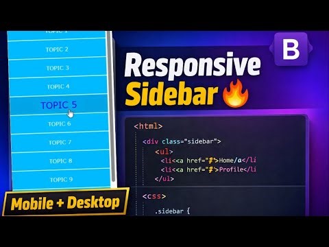 Build a Responsive Sidebar Menu Using HTML, CSS & Bootstrap #ResponsiveSidebar #Bootstrap #HTMLCSS