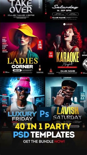 🔥 40-in-1 Must Have Editable Night Club Party Flyer PSD Bundle for Instant Event Promotions