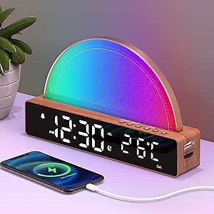 Sunrise Alarm Clock, Wake Up Light with Sunrise Simulation, Touch Control Bedside Lamp Dimmable Multicolor, Snooze, Sleep Aid, 10 Natural Sounds, LED Digital Alarm Clock for Heavy Sleepers Adults Kids