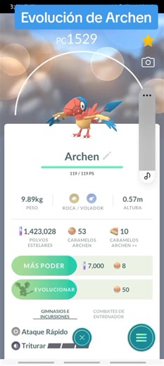 Evolución de Archen, Pokemon Go