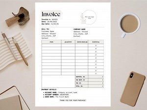 Modèle de facture PDF, facture pastel, formulaire de facture imprimable, reçu, téléchargement immédiat, facture de services, petite entreprise. - Etsy France
