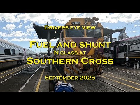 Drivers eye view, Fuel and shunt N class at Southern Cross, Sep 2025