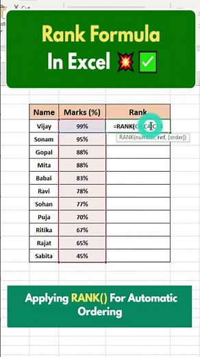RANK Formula in Excel — Create Random Rankings Automatically! 🎲📊