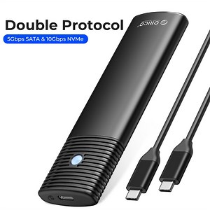 ORICO M.2 SSD Enclosure SATA(5Gbps)/NVMe(10Gbps) Aluminum External Hard Drive Enclosure for M.2 NVMe M Key/B M Key and M.2 NGFF SATA B M Key Ssd (Based on SATA)(No Drive)