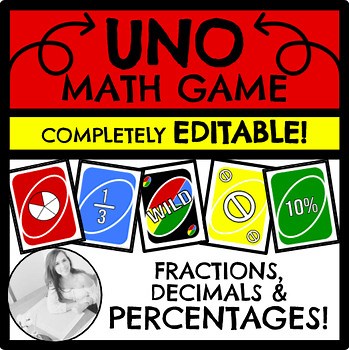 EDITABLE Fraction, Decimal & Percent UNO-Inspired Equivalence Math Game