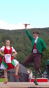 Competitors in the Irish Jig, Highland dancing heats during the 2024 Kenmore Highland Games, held in July 2024. These friendly Games are held by Loch Tay in Perthshire, Scotland, one of the few evening Highland Games in Scotland and the male competitor is Hamish McInnes, a champion Highland dancer from Australia. The Irish Jig is one of the Scottish National Dances for competitions and a parody of the infamous Irish temper; an energetic dance featuring lots of fist shaking and skirt flouncing am