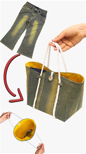 How to Sew Tote Bag from old Jeans Thrift Flip Ideas🪡 🧵✂️ ✌️ | Miarti - Wiederverwendung